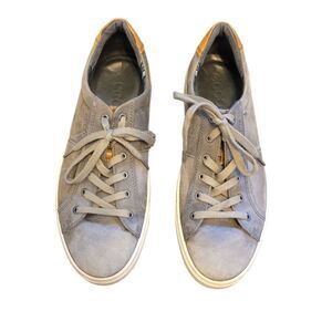 Ecco Light Grey Leather Round Toe Sneakers